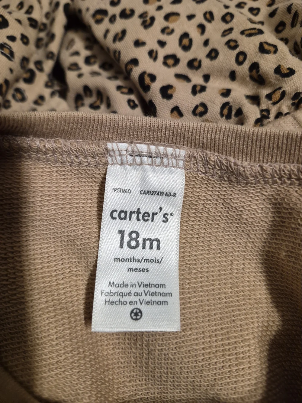 Carter's Toddler Leopard Print Tiered Matching Cotton Dress Set in Tan Size 18M